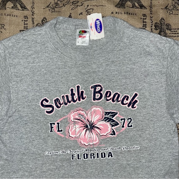 Fruit Of The Loom NWT! South Beach Florida Heather Gray Tshirt Size S - Picture 5 of 10